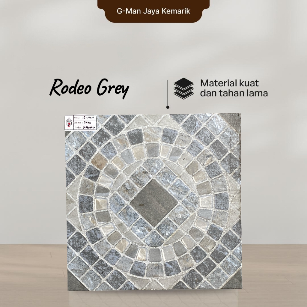 Keramik Lantai Kasar 40x40 Rodeo Grey Keramik Mulia Ceramic Garasi/Carpot Grade A Isi 6pcs