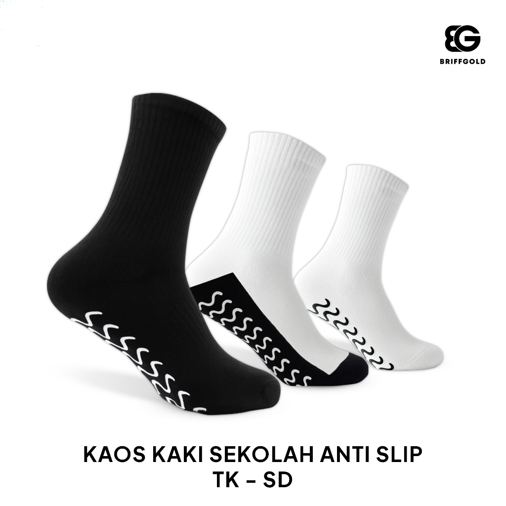 Briffgold - Kaos Kaki Anti Slip Anak Sekolah TK SD Katun Premium
