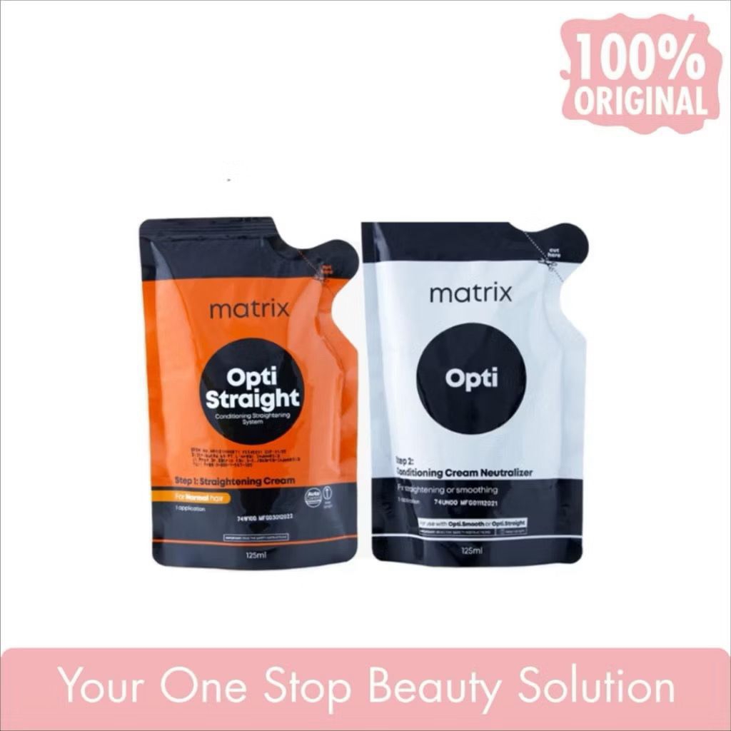 MATRIX Opti Straight Sachet 125ml x 2 (Step 1 dan Step 2) Pelurus Smoothing Rambut