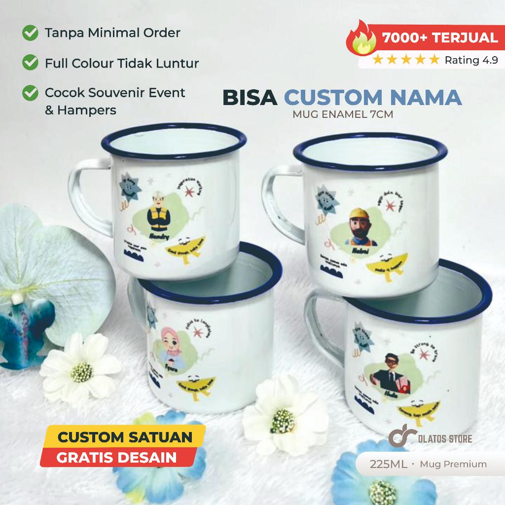 Gelas Enamel Custom Full Color | Mug Kaleng Jadul | Souvenir Satuan