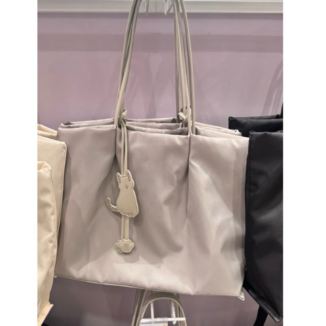 Qyounger tas tote bag jinjing wanita liontin kucing white abu OHSOME