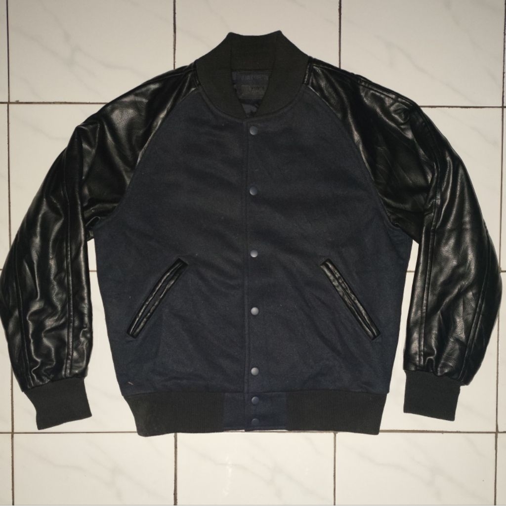uniqlo leather suede bomber black L