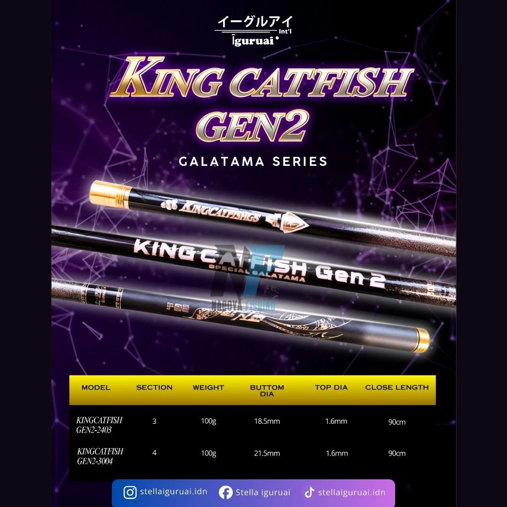 IGURUAI King Cat Fish Gen 2 Joran Tegek Carbon Kaku Super Hard 240 300
