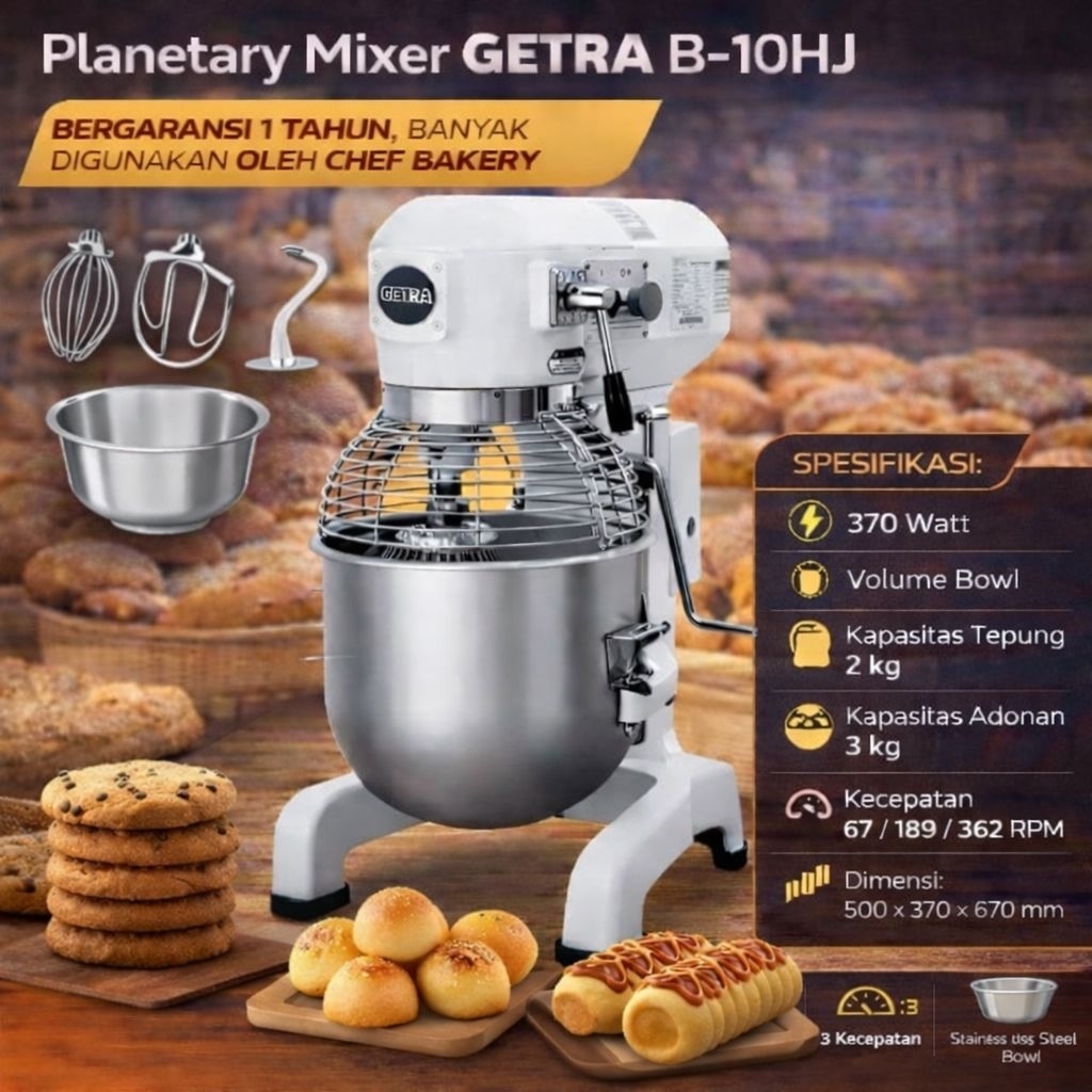 Planetary mixer roti 10 liter / 3 kg GETRA B 10 hj