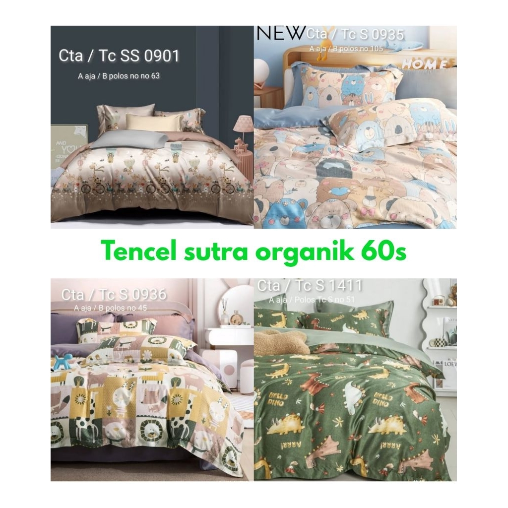 Sprei Sutra Sprei Tencl's Sutra Organik 60s Motif Anak