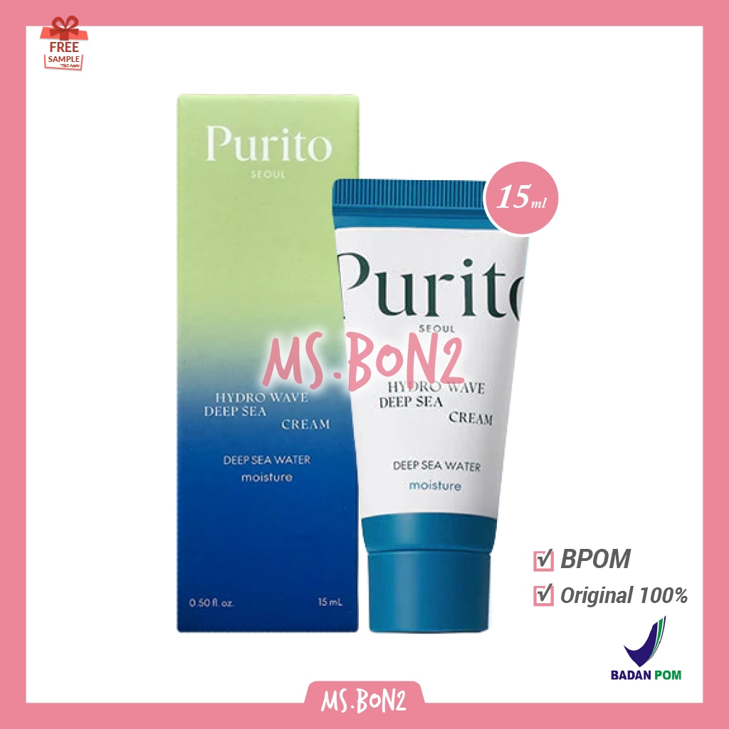 BPOM PURITO Hydro Wave Deep Sea Cream 15ml - Travel Trial Mini Size Sample Krim Gel Vegan Ultra-Hidr