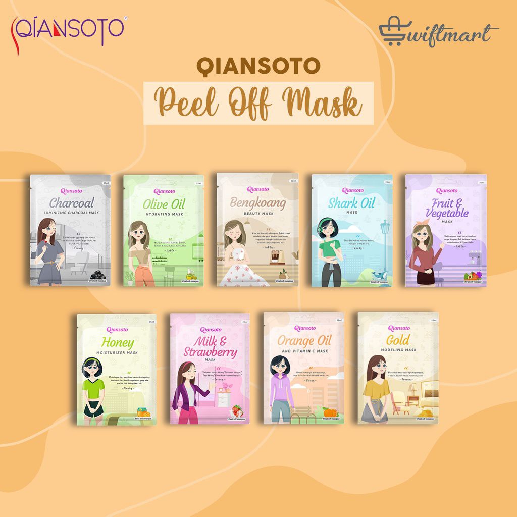 Qiansoto Mask Peel Off Masque - Masker Wajah Orange Oil / Rice Milk