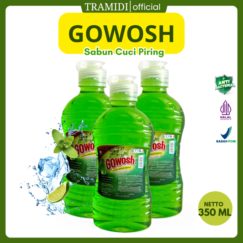 GOWOSH Sabun Cuci Piring Kemasan Botol 350ml Tutup Fliptop Bening