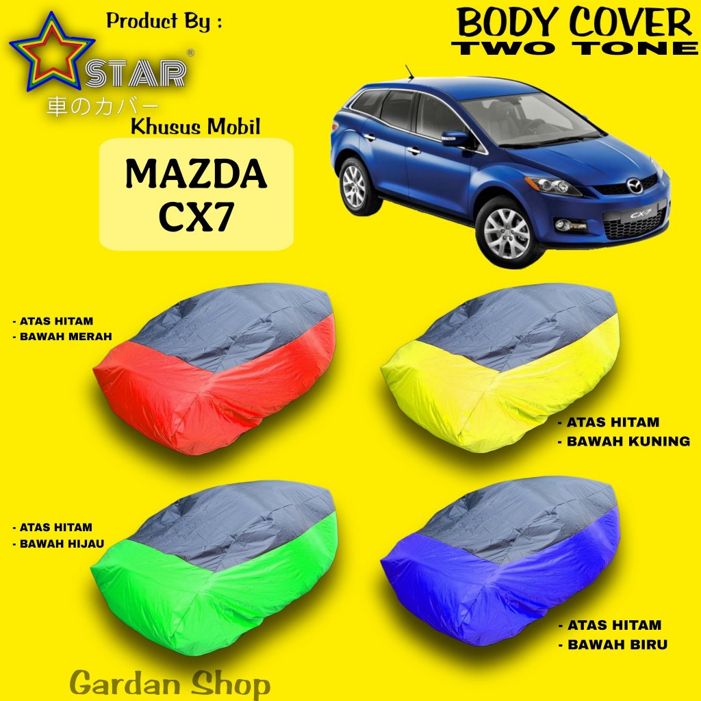 Sarung Mobil MAZDA CX7 Two Tone Hitam Kombinasi Warna Body Cover MAZDA CX7 Dual Colour Merah Kuning 