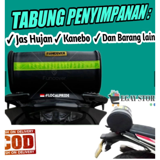 TABUNG PENYIMPANAN JAS HUJAN TAS BAGASI TEMPAT MANTEL DI MOTOR SPORT LAKI VIXION CBR CB150R UKURAN