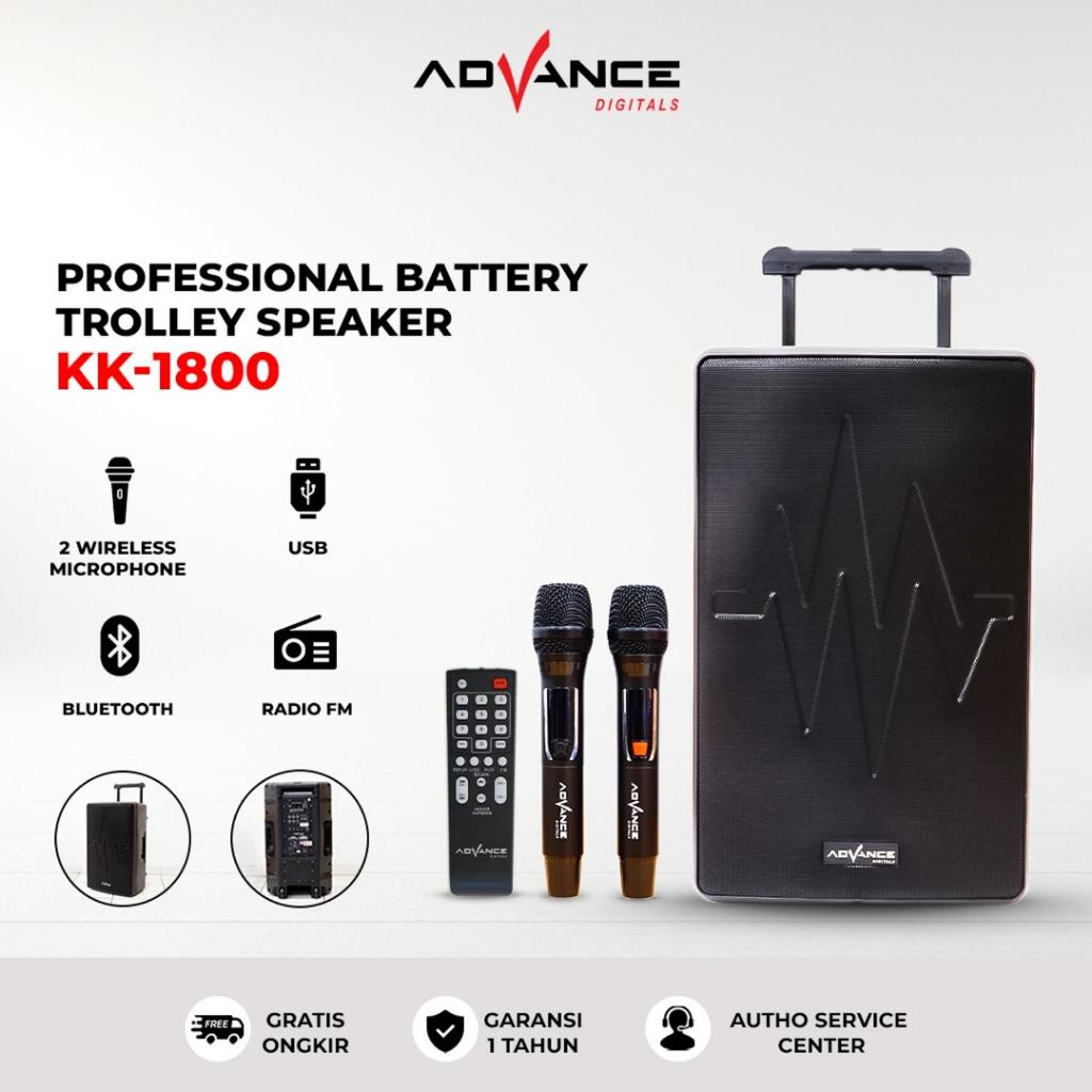 Advance Speaker Aktif KK-1800 + Mic 2 Bluetooth Wireless Bass Kuat USB SD AUX FM Radio Remote Contro