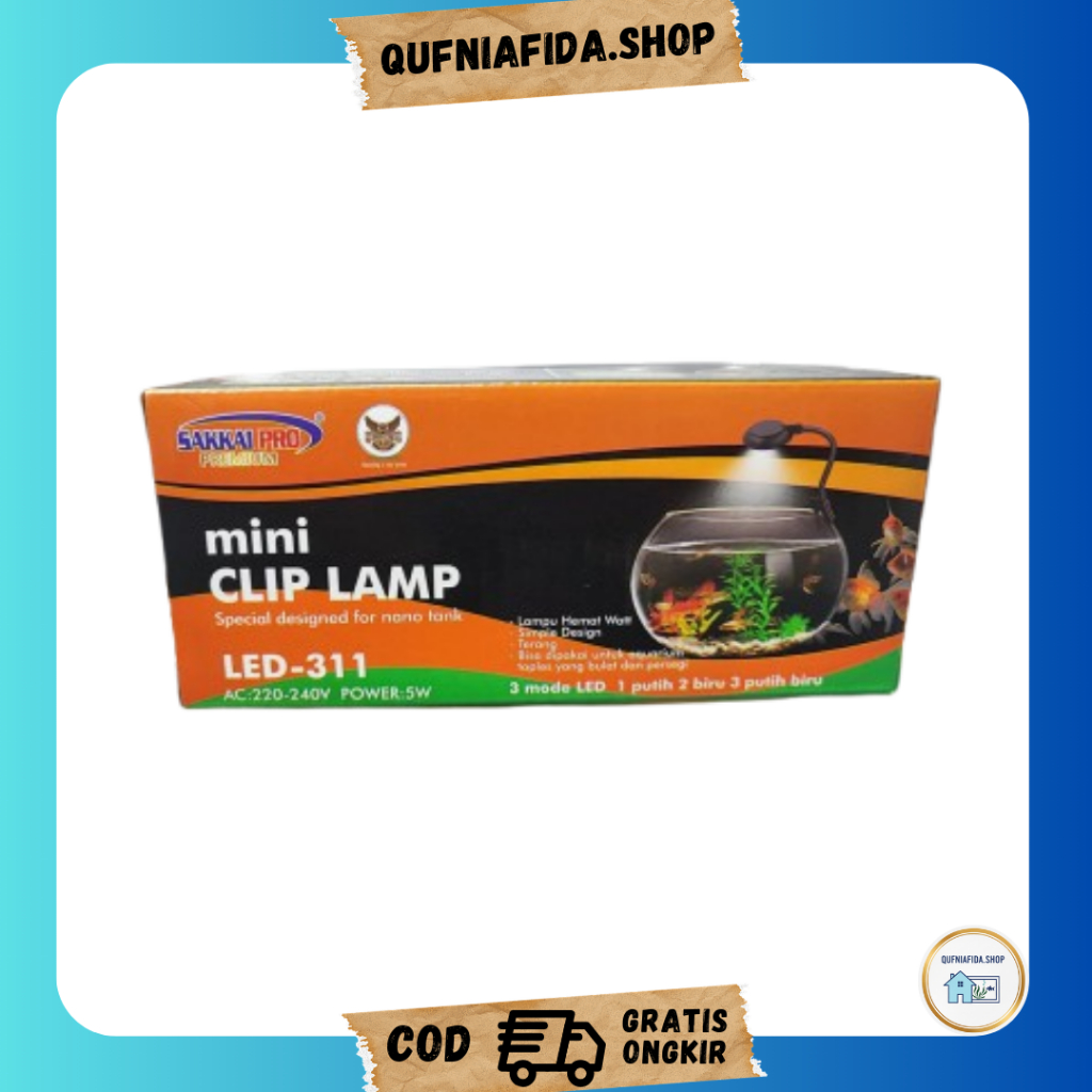 Lampu Jepit Kecil Aquarium Aquascape Mini Clip Lamp 3 Mode SAKKAI PRO LED 311 Biru Putih