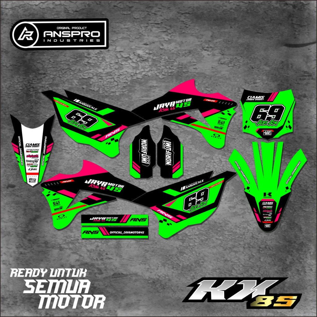 DECAL STIKER MOTOR KX 85 DECAL FULL BODY PELINDUNG MOTOR KX 85 BISA REQUEST