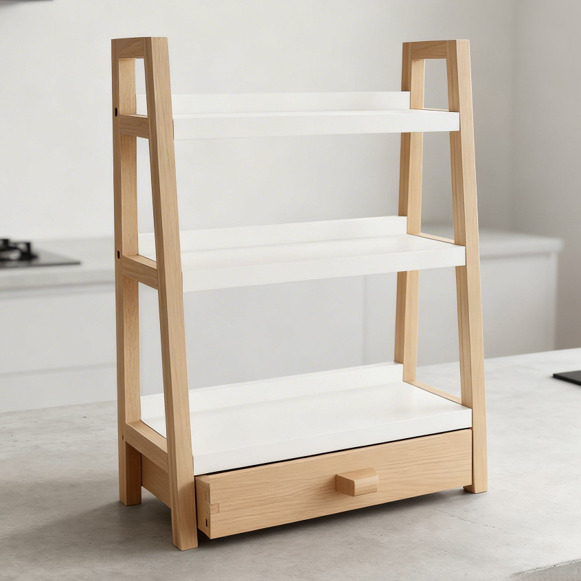 Rak Bumbu Dapur 3 Susun Kombinasi Laci Slorok Tempat Garpu Sendok Serbaguna