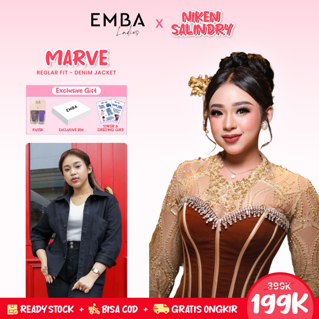 Emba Ladies X Niken Salindry - Marve Jaket Jeans Wanita Warna Black