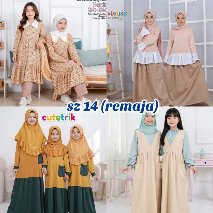 Gamis Anak Remaja Size 14 Set Celana Rok Cutetrik Baju Muslim Anak