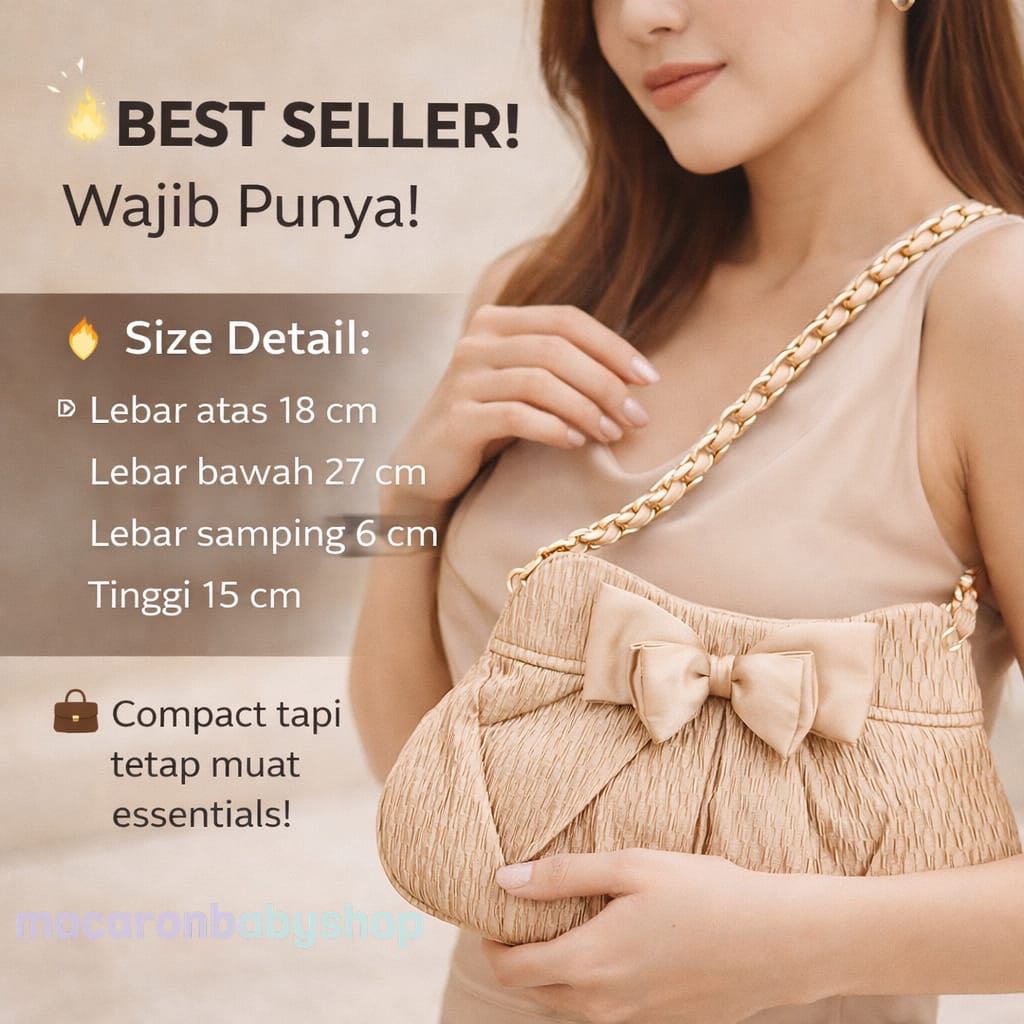 Naraya Tas Wanita Rantai Gold Pita Satin Elegant Shoulder Bag Mewah Kondangan Tas Pesta