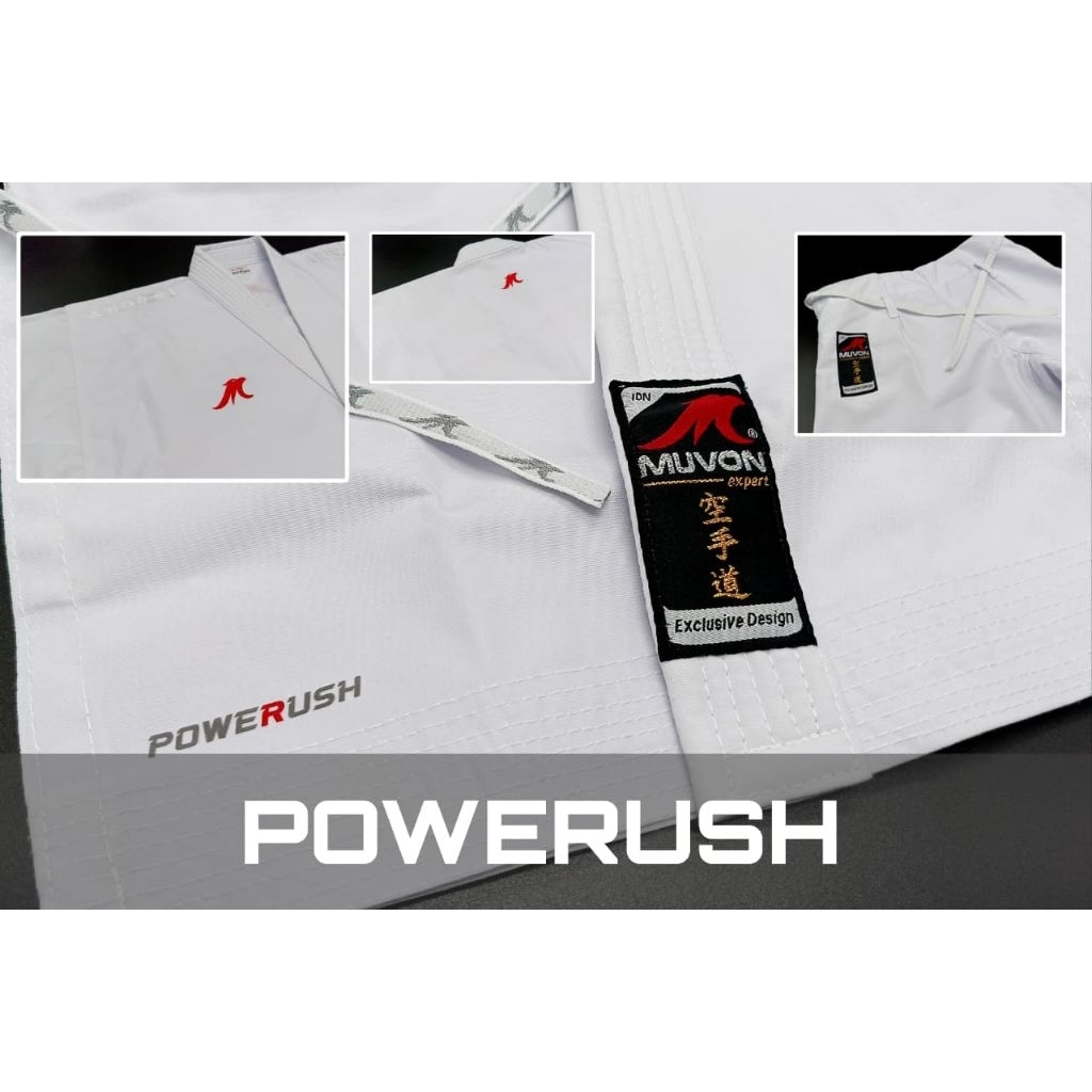 BAJU KARATE KATA MUVON POWERUSH BORDER PUTIH
