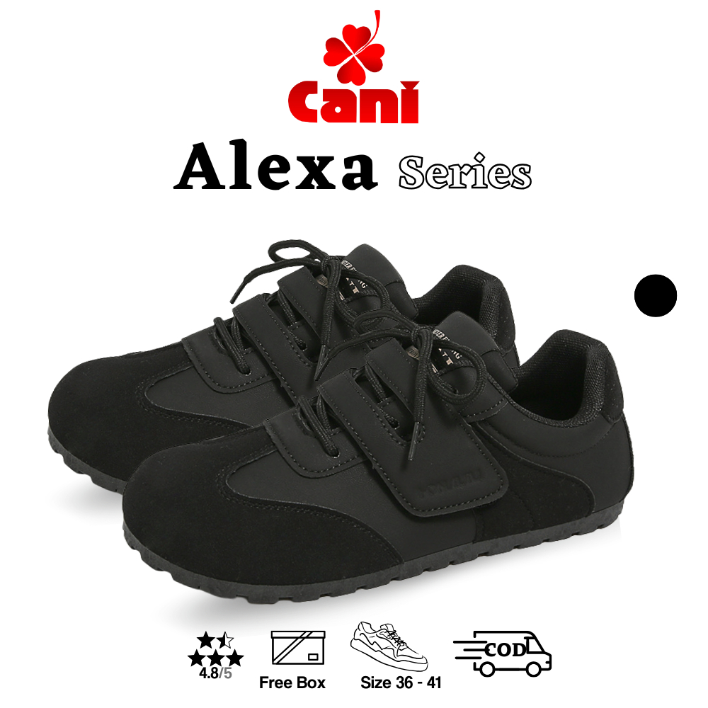 Cani "Free Box" (Size 36 - 41) Alexa Sepatu Fullblack Flatshoes Wanita Kasual Sweet Suede Bertali 90