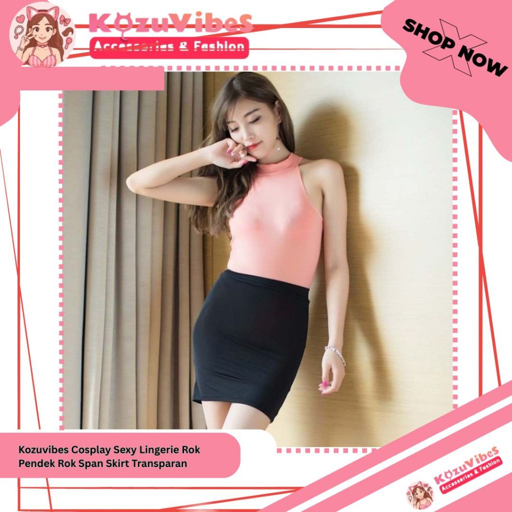 Kozuvibes Cosplay Sexy Lingerie Rok Pendek Rok Span Skirt Transparan
