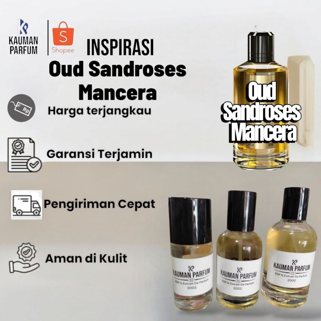 Kauman Parfum Refill Inspired Oud Sandroses Macarena Aroma Chypre Floral Parfum Unisex Wangi Pepper 