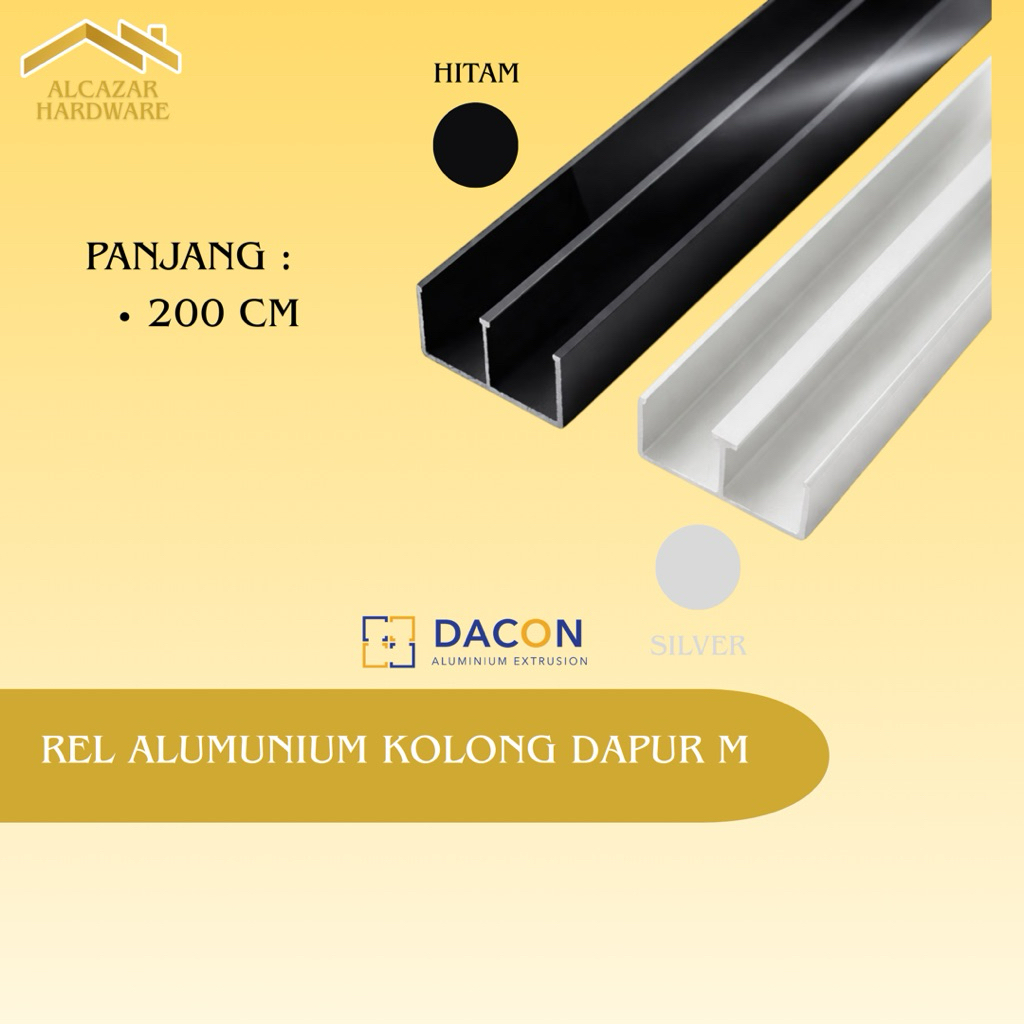 Rell Alumunium Kolong Dapur M Panjang 2 Meter Warna Silver, Rel Pintu Sliding 2 arah Jalur Besi Siku