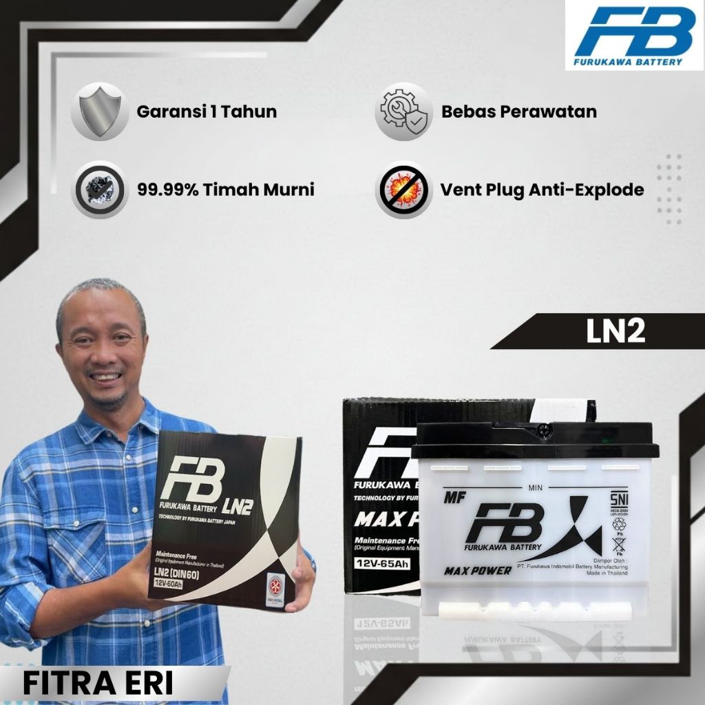 Furukawa Battery / FB Aki Mobil MINI Clubman DIN 65 / LN2 12V / 65Ah - Aki Kering INDOMOBIL