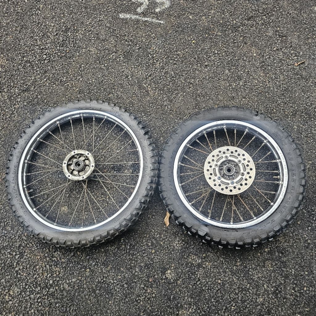 Velg Wheel Set Teromol Depan Belakang Kawasaki KLX 16 19 Original Copotan