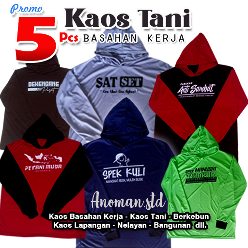Kaos Basahan Kerja Lengan Panjang Hyget Kaos Tani Lengan Panjang kupluk Terlaris