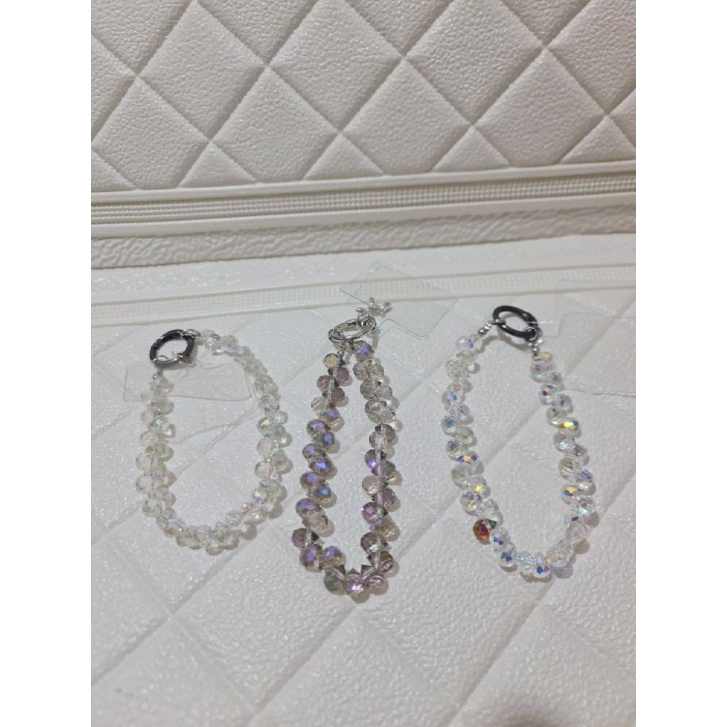 GELANG MANIK KRISTAL BENING TALI HP KRISTAL PREMIUM