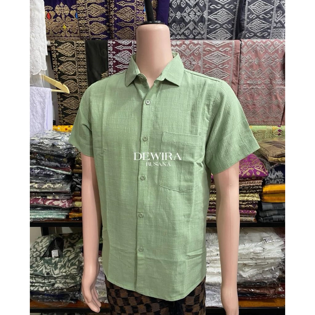 Kemeja pria size lokal | Kemeja linen | Kemeja pendek | Baju linen pendek | Linen serat jagung | Lin