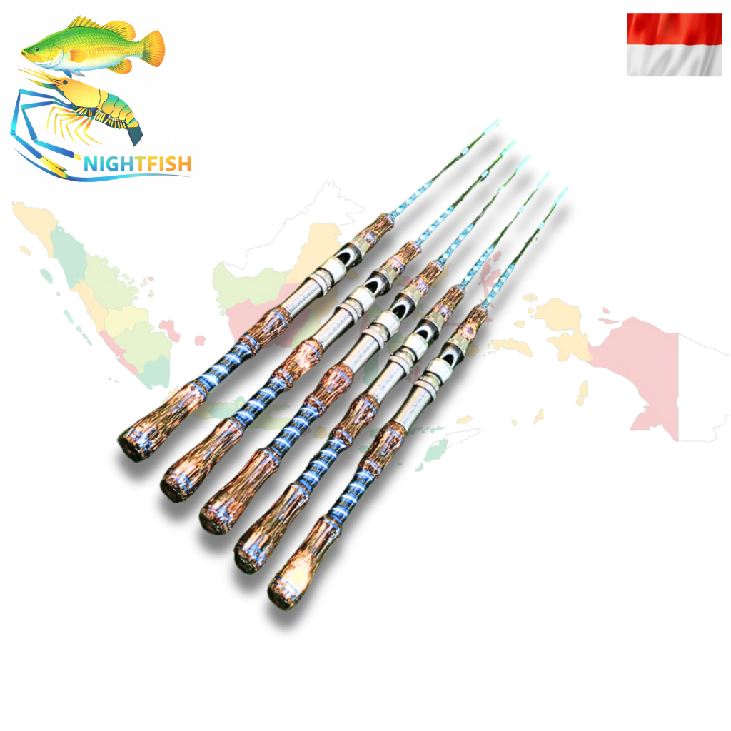 paket 5 joran pancing udang / ikan carbon dengan panjang 120 - 135 cm