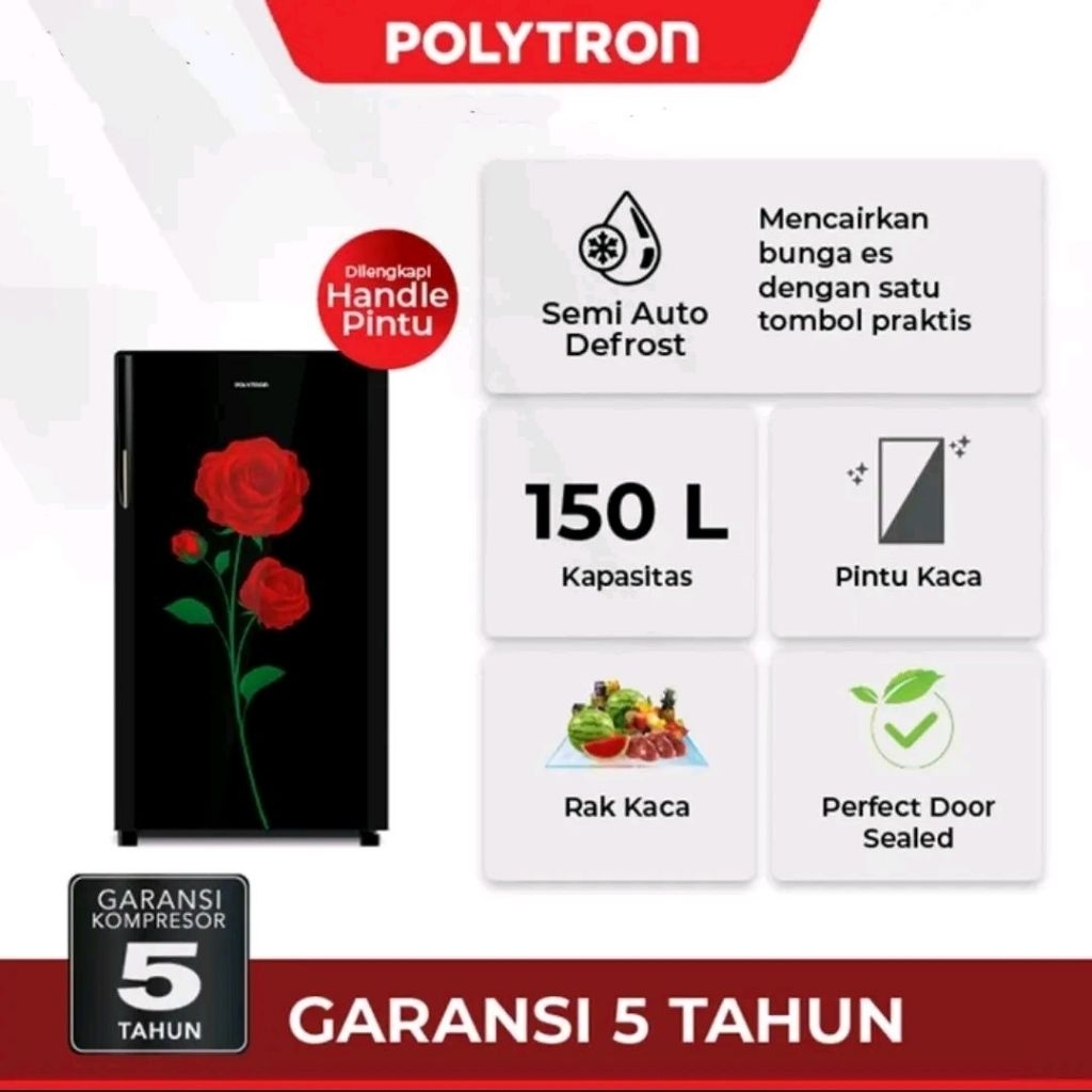 Kulkas Polytron PRA-15DRX | 1 pintu PRA15DRX PRA15 DRX 150L mawar rose