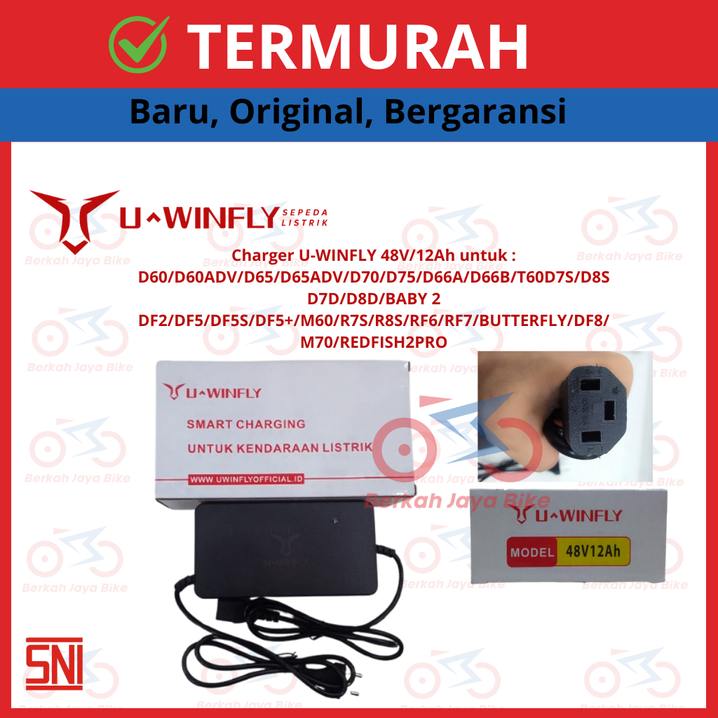 Charger Sepeda Listrik Uwinfly 48v 12aH Casan Sepeda listrik Carger D60/D60ADV/D65/D65ADV/D70/D75/D6