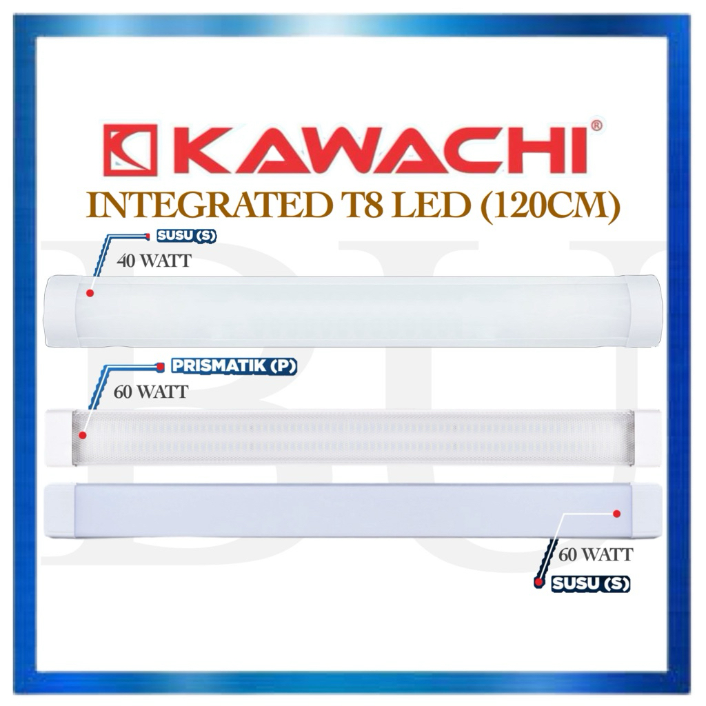 KAWACHI 40W / 60W Kap Lampu LED T8 Integrated 120CM 40 Watt  60 Watt OVAL/PRISMATIC