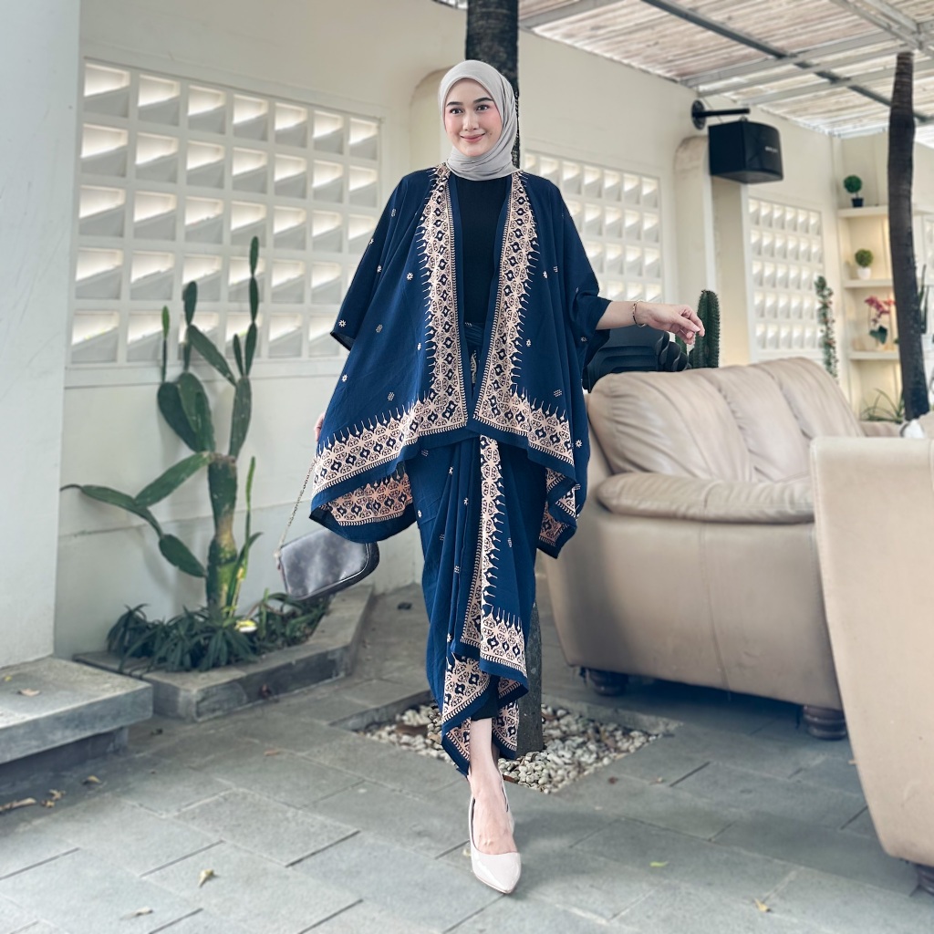 SET KEBAYA MODERN OUTFIT KONDANGAN SIMPEL ONE SET BATIK OUTER ROK LILIT KIMONO WANITA BAJU KONDANGAN