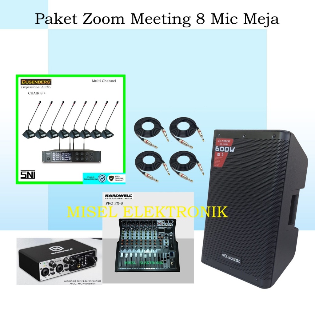Paket Zoom Meeting 8 Mic Wireless Mic Meja Goosneck Dusenberg Chair 8