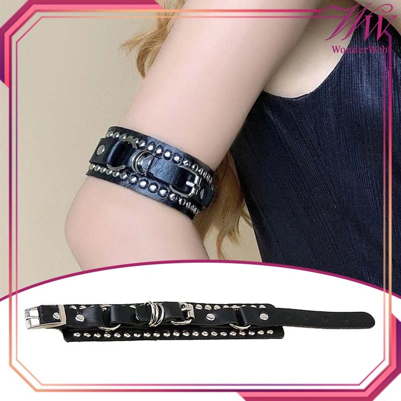 Gelang Punk Rock Adjustable Gelang Goth Gelang Kulit Pu Bracelet Punk Gelang Pop Punk Bracelet Retro