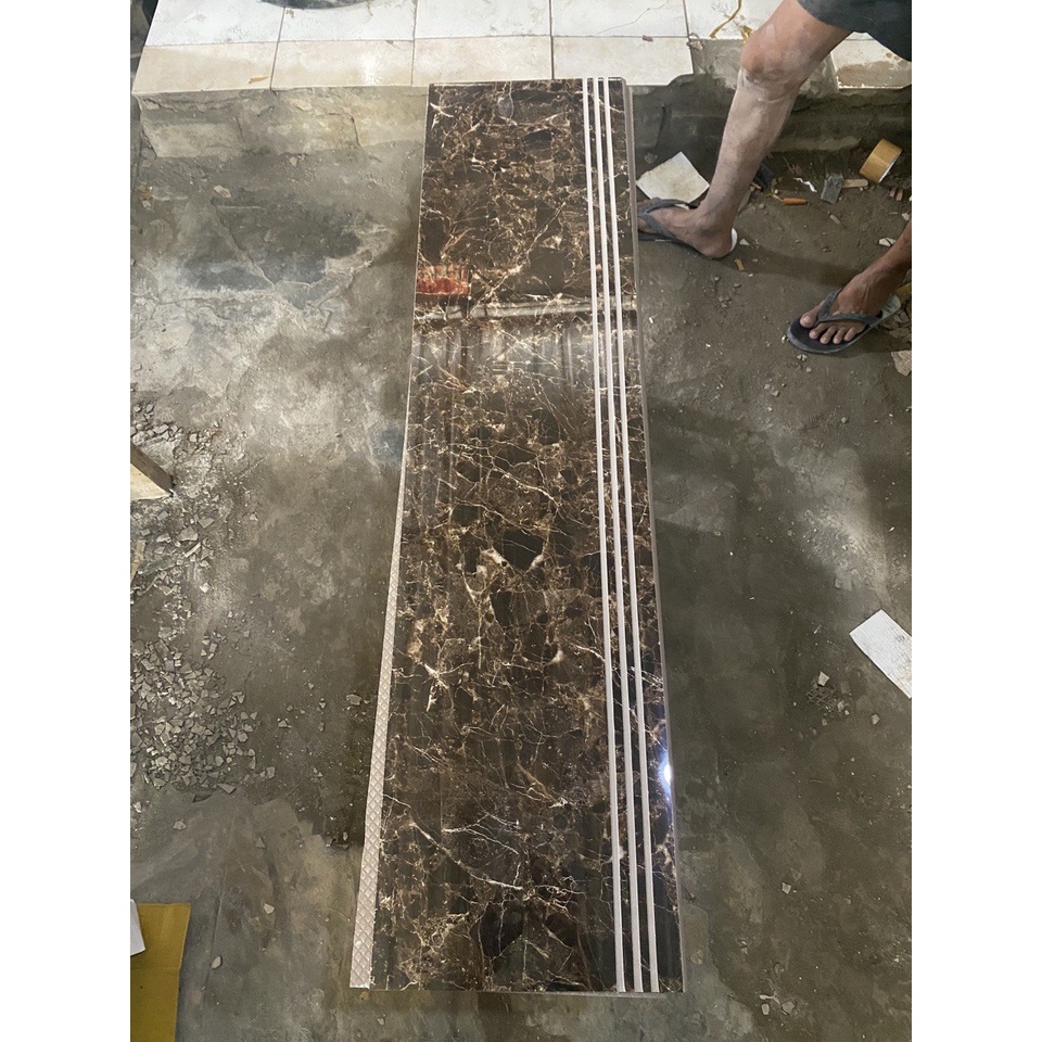 Granit Tangga Motif Corak Marmer Coklat Damasco Brown 30x60, 30x80, 30x90, 30x100, 30x120