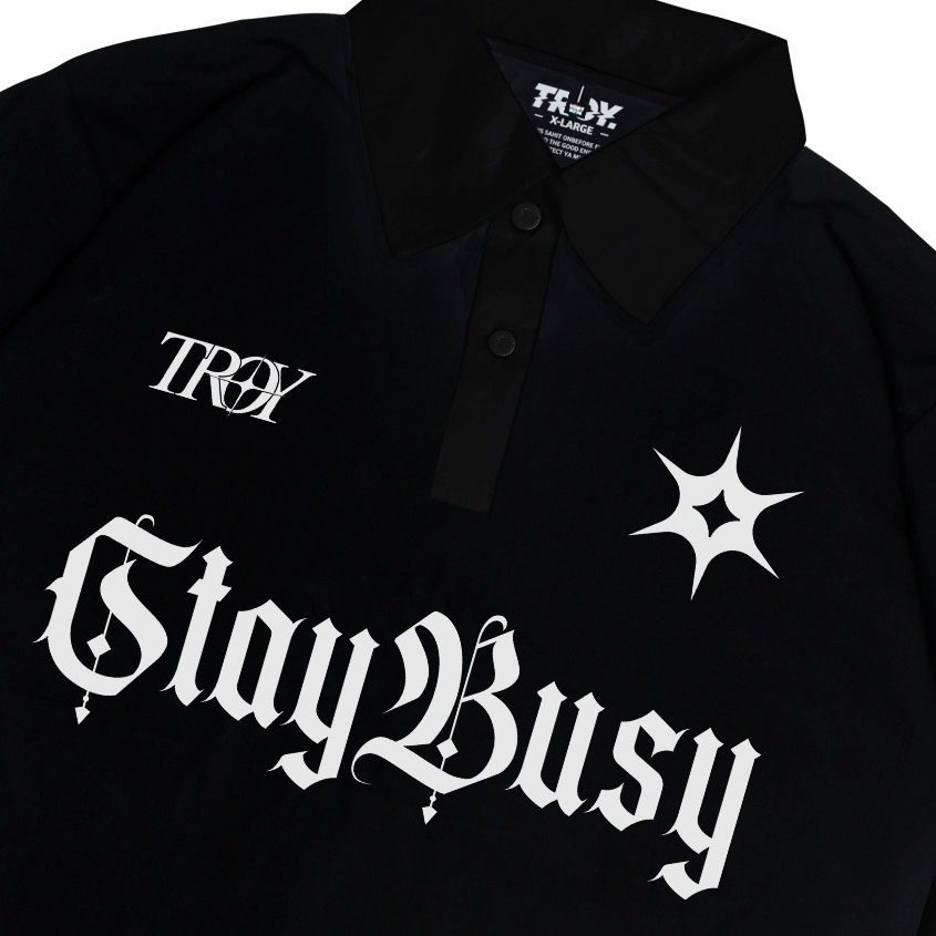 Troy Company Wangky Polo Shirt Full Black Six Star - Kaos Polo Kerah Wangki Hitam WKD 2990