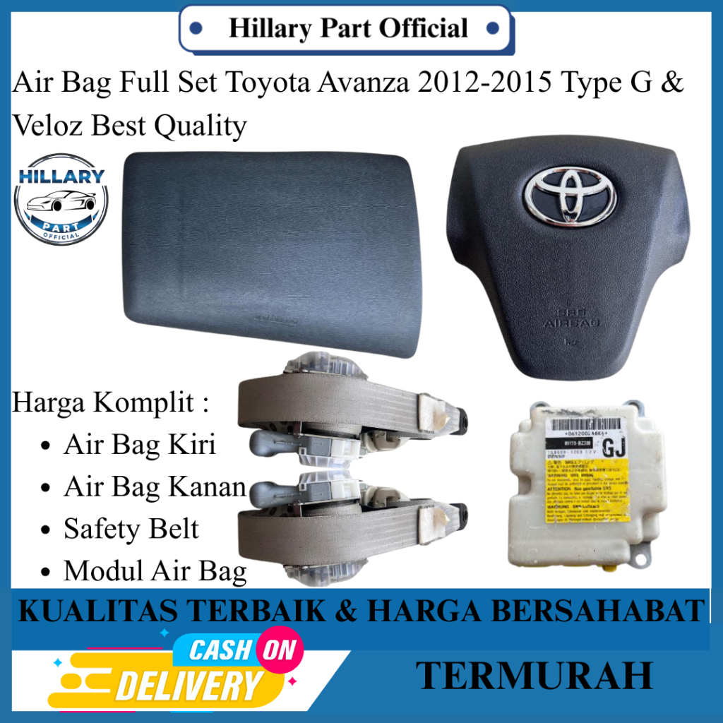 Air Bag Full Set Toyota Avanza 2012-2015 Type G & Veloz Komplit