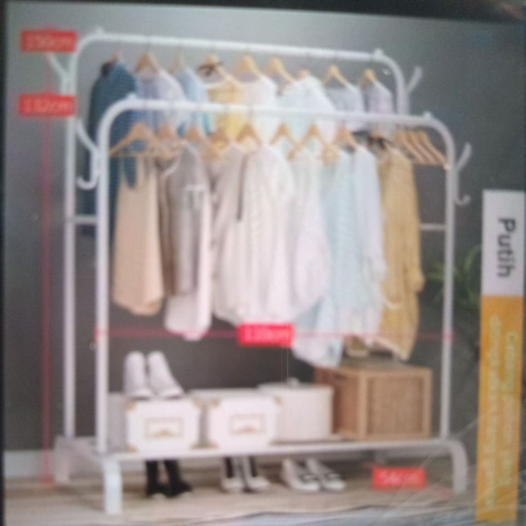 Rak baju gantung besi rak gantungan baju berdiri rak 2 susun