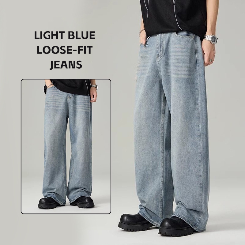 COD/ Jeans for men jeans men Retro baggy jeans mid waist jeans low rise jeans y2k jeans wide leg jea