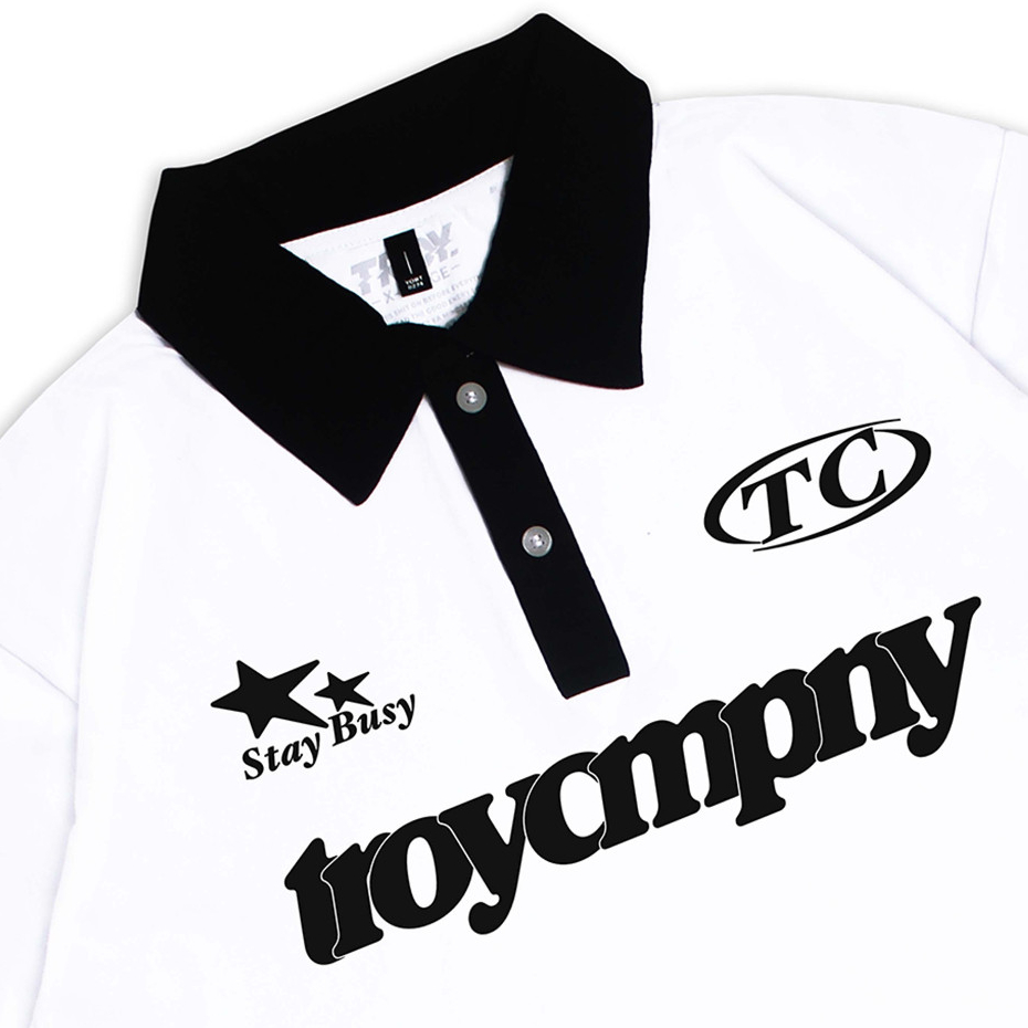 Troy Company Wangky Polo Shirt White Black Vanagloria - Kaos Polo Pria Putih Hitam WKD 2902