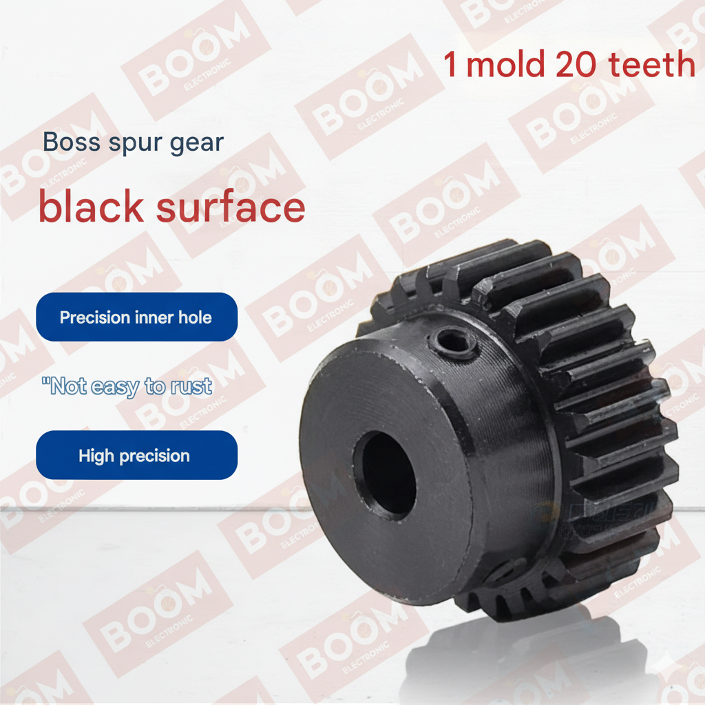 Roda Gigi Spur Gear 1M 20T Baja Hitam - Pinion Gear Modul 1 20 Mata untuk Motor & Rack (7159B)