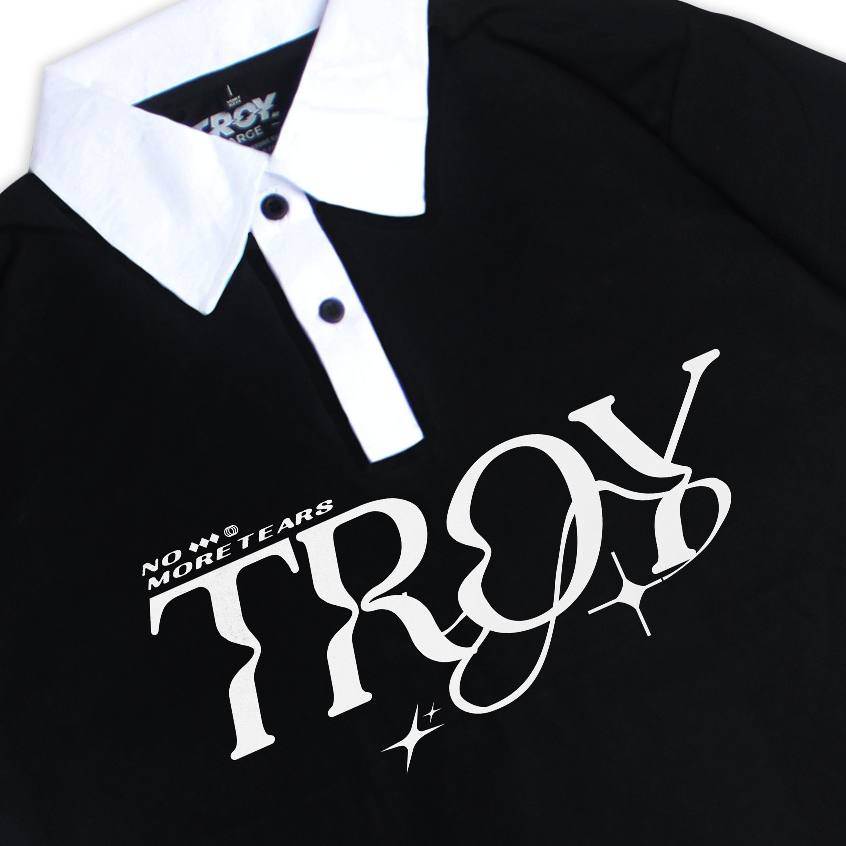 Troy Company Wangky Polo Shirt Black White Odisseus - Kaos Polo Wangki Pria Hitam Putih WKD 2905