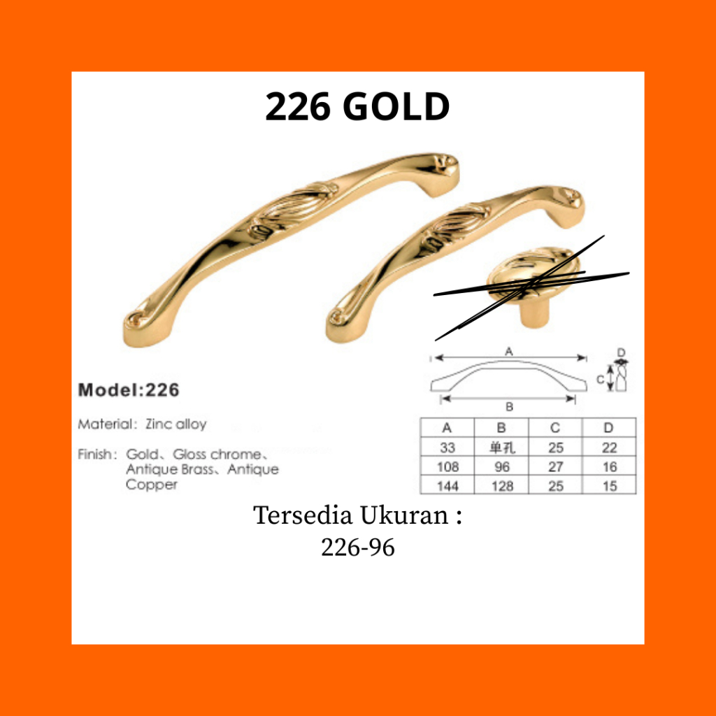 Handle 226 GOLD | Handle Tarikan Laci | Tarikan Pintu Laci Minimalis