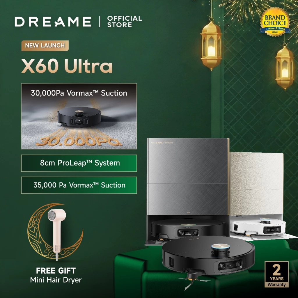 [GRAND LAUNCH] Dreame X60 Ultra Robot Vacuum | 7.95cm Ultra-Thin Flagship | 36,000Pa Vormax | FlexiA