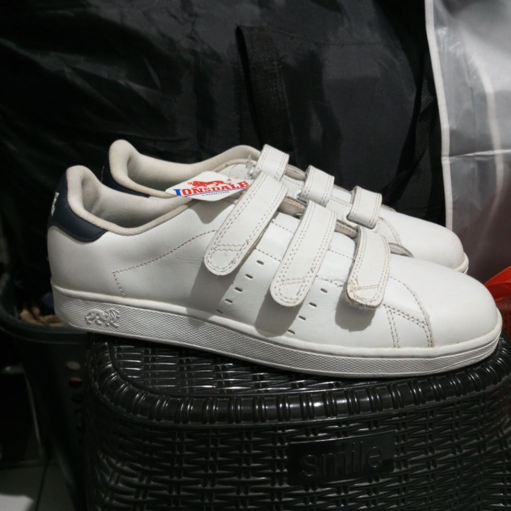 (NEW) Sepatu Lonsdale London Sneakers Pria White Leather