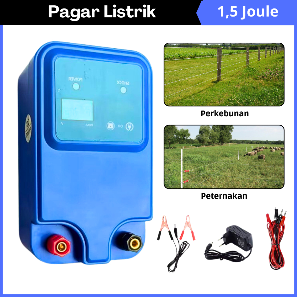 Pagar Listrik 1.5 Joule Electric Fence Energizer untuk Keamanan Ternak & Kebun
